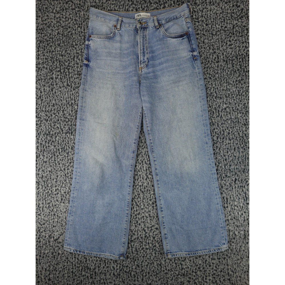 Zara The Pax Culotte Jeans Womens 6 Blue Wide‎ Leg High Rise Denim